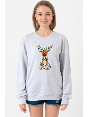 Tshirthane Adorable Reindeer Christmas Grimelanj Kadın 2ip Sweatshirt