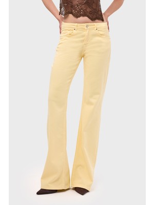 It's Basic Kadın Light Sarı 6S6-108 Mid Rise Flare Fit Denim Jean