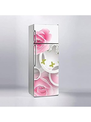 Buzdolabı Sticker Kaplama Dolap Kaplama Etiketi 3D Beyaz Halka Gül