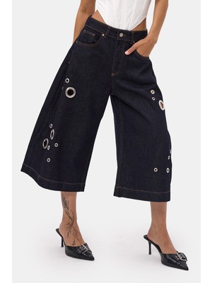 It's Basic Kadın Indigo Selvedge 7s6-50 Maxi Boy Tasarım Bermuda Şort