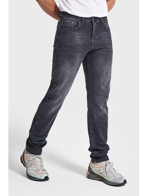 It's Basic Erkek Siyah Renk Slim Fit Likralı Kumaş Denim