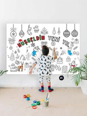 Yılbaşı Yeni Yıl Dev Boyama Kağıdı Çocuklar Için Aktivite Boyama Rulosu 90X130CM