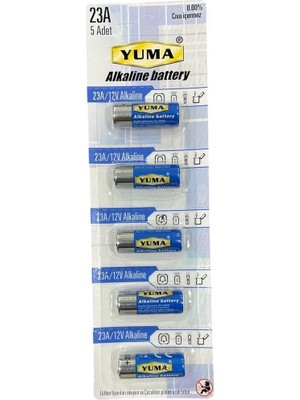 Evimdeyokyok Yuma 23A MN23 V23A V23GA 12 Volt Alkalin Pil 5’li Paket