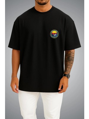 Bahriyeli Collection Oversize Tcg Kalkan Dalgalar Arası Temalı Cep ve Sırt Baskılı Unisex T-Shirt