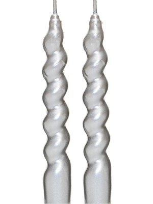 Yılbaşı 2'li Twirl Glow Gümüş Şamdan Mum Seti (18 Cm)