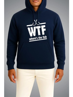 Bahriyeli Collection Kapüşonlu Wtf - Where Is The Fish Göğüs Baskılı Unisex Sweatshirt
