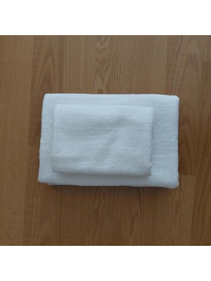 Pamuk 50X90 cm El, Yüz, Saç, Baş Havlusu + 70X140 cm Banyo Havlusu, 2li Set, Beyaz, Yumuşak ve Y