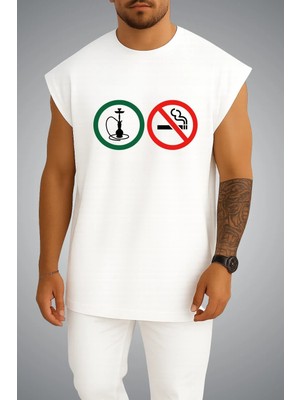 Bahriyeli Collection Oversize Yes Hookah Göğüs Baskılı Atlet