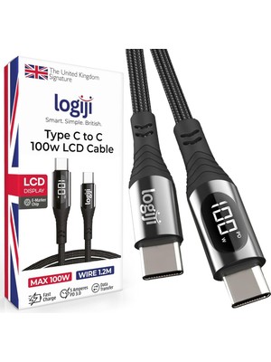 100W Type-C To Type-C Dijital LED Ekranlı Göstergeli Hızlı Şarj Kablosu E-Mark Çipli, Dayanık