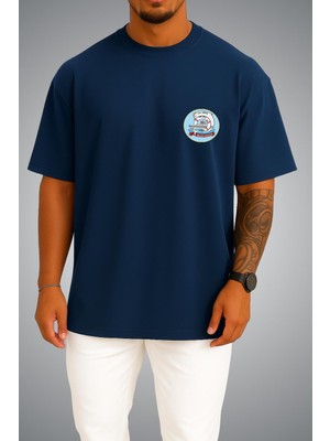 Bahriyeli Collection Oversize Tcg Önder Dalgalar Arası Temalı Cep ve Sırt Baskılı Unisex T-Shirt