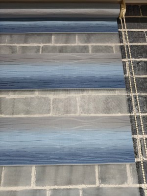 1. Kalite Lacivert Turkuaz Gri Zebra Perde - 1. Kalite Plastik Malzemeli