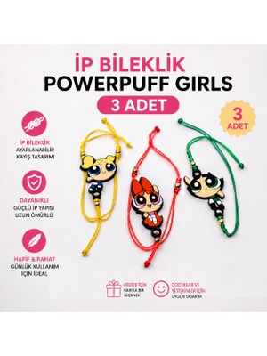 Powerpuff Girls 3 Lü Slikon Ip Bileklik 3 Adet