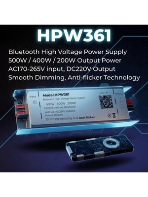 Powerr Led Aydınlatma 220 Volt 200 Watt Modül Neon ve Şerit LED Bluetooth ve Rf Kumandalı HPW361 Dimmer