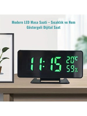 Pltech LED Dijital Masa Saati – Sıcaklık ve Nem Göstergeli, 3 Alarmlı, USB Kablolu Modern Masa Saati