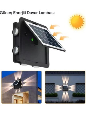 Pltech Güneş Enerjili Duvar Lambası – Rgb ve Gün Işığı Solar Bahçe Apliği, IP65 Su Geçirmez Dış Mekan Aydınlatma