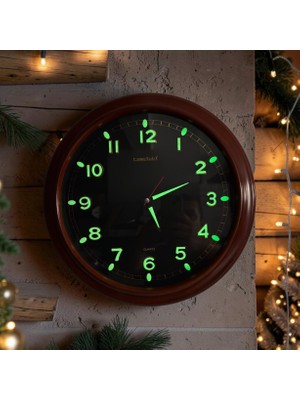 Time Gold Fosforlu Kabartma Rakamlı Eskitme Duvar Saati Çap 36 cm Plastik