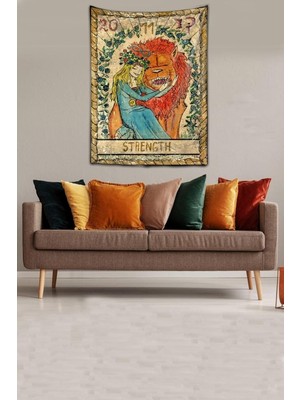 Strength Tarot Yıkanabilir Leke Tutmaz Kumaş Duvar Örtüsü Duvar Halısı Tapestry Karışık 70