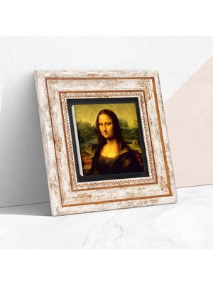 Leonardo Da Vinci Mona Lisa Taş Duvar Tablosu - Çerçeveli Taş Tablo - Dekoratif Duvar Sanatı -
