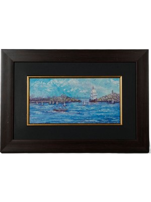Galeri Atmaca Altın Işıltılı Mavi Derinlikte Ayasofya Silüeti