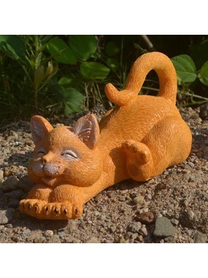 Hediye Ltd Heykel Uyuyan Tekir Kedi Turuncu
