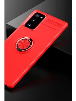 Evimdeyokyok Samsung Galaxy Note 20 Kılıf Range Yüzüklü Silikon - Kırmızı