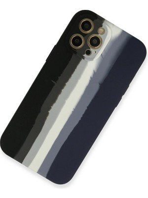 Evimdeyokyok Apple Iphone 12 Pro Max Kılıf Ebruli Lansman Silikon - Siyah-Lacivert