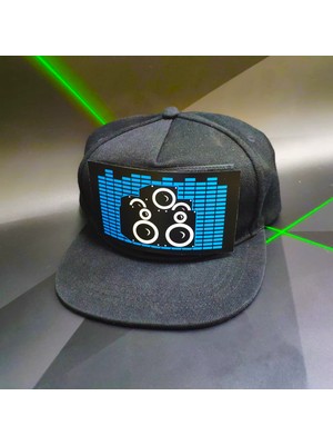 Fiviont Ses Kontrollü LED Işıklı Parti Şapkası – Müziğe Duyarlı El Panel Snapback Kep, Ritimle Yanıp Sönen Işıklı Festival, Konser, Parti ve Sahne Şapkası