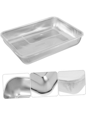 Evimdeyokyok Çok Amaçlı Paslanmaz Çelik Fırın ve Saklama Kabı 25 x 20 x 5 cm