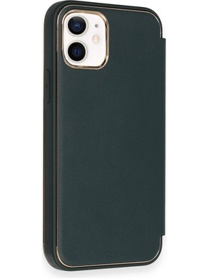 Evimdeyokyok Apple Iphone 12 Kılıf Dolpin Kapaklı - Koyu Yeşil
