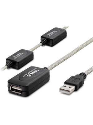 Evimdeyokyok USB Uzatma Kablosu 30 M - Silver Siyah HDX7525