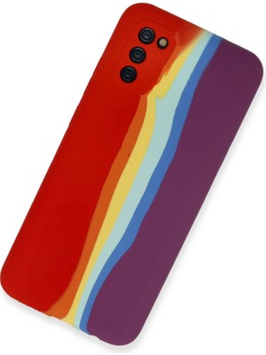 Evimdeyokyok Samsung Galaxy A03S Kılıf Ebruli Lansman Silikon - Kırmızı-Mor