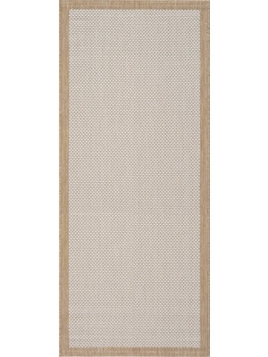 Koza Halı Fresco Ekru Natural İskandinav Jüt Yıkanabilir Bordürlü Halı Kilim Balkon Teras Mutfak Halısı 23745A, 80 x 200