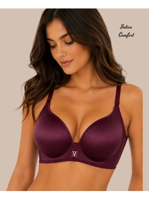 Intive Lingerie Intive Comfort Taşlı V Aksesuarlı Parlak Kumaşlı C Cup Lazer Kesim Ithal Sütyen-Geniş Renk Seçenkli