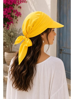 Wearflawless Kadın Safari Bağlamalı Siperli Bandana Şapka, Yazlık Güneşlik Şapka Plaj Deniz Vizör Şapka