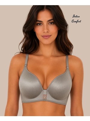 Intive Lingerie Intive Comfort Taşlı V Aksesuarlı Parlak Kumaşlı C Cup Lazer Kesim Ithal Sütyen-Geniş Renk Seçenkli