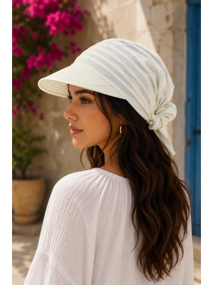 Wearflawless Kadın Safari Bağlamalı Siperli Bandana Şapka, Yazlık Güneşlik Şapka Plaj Deniz Vizör Şapka
