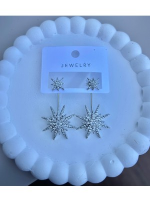 14K Altın Kaplama Silver Çift Yıldız Küpe