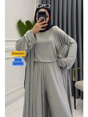 Balenbi Kadın Penye Uzun Hırka Bluz Geniş Paça Pantolon Abaya Takım 1217