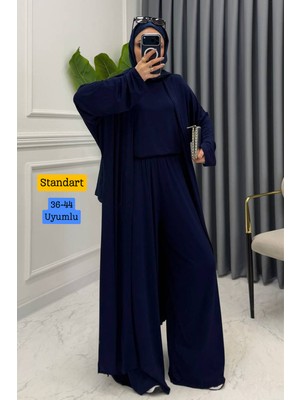 Balenbi Kadın Penye Uzun Hırka Bluz Geniş Paça Pantolon Abaya Takım 1217