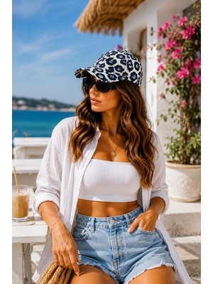 Wearflawless Leopar Desenli Kadın Şapka, Ayarlanabilir Spor Şapka, Trend Plaj Şapkası, Yazlık Leopar Şapka