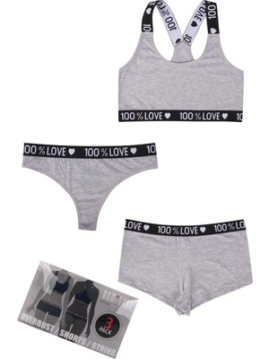 Sebatingo Kadın Büstiyer-Şort-Tanga 3'lü Set 95000-5