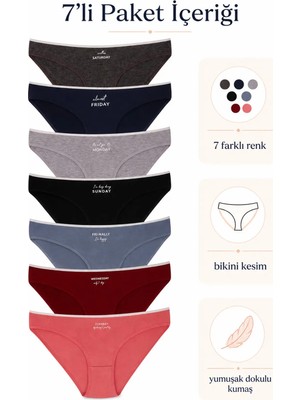 Sebatingo Kadın Külot Pamuklu Likralı Karışık Renkli 7 Li Paket