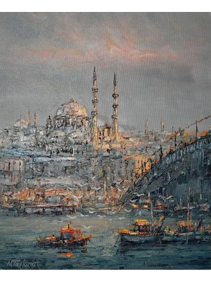 Galeri Atmaca Köprü, Uçan Martılar ve Aydınlatılmış Cami Silüeti