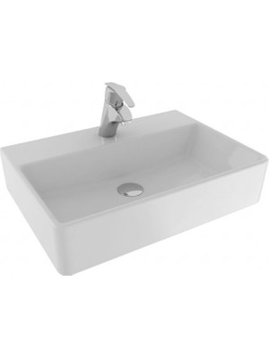 Serel - Minimal Tezgah Üstü Dikdörtgen Lavabo 42X60 cm Beyaz - 2047TDS110H