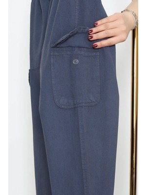 Modi Keten Beli Lastikli Kargo Cepli Erkek Pantolon Indigo - 75036.2170.