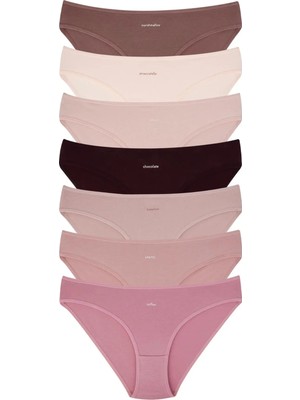 Sebatingo Kadın Külot Bikini Pamuklu Çok Renkli 7 Li Paket