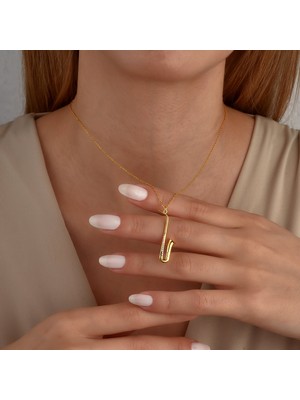 Nox Jewelry 14 Ayar Altın Kaplama Iki Renk Detaylı Saksafon Figürlü Gümüş Kolye -CN00488