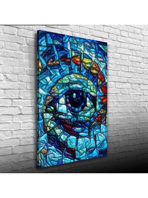 İşsevenler Soyut , Mavi Tonlarda Dekoratif Kanvas Tablo 50 x 70