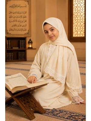 Defka Yazlık Kumaş Kız Çocuk Namaz Elbisesi Kolay Giyim