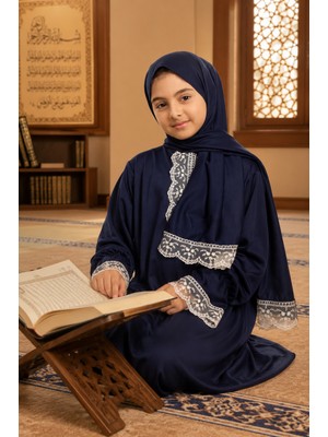Defka Yazlık Kumaş Kız Çocuk Namaz Elbisesi Kolay Giyim